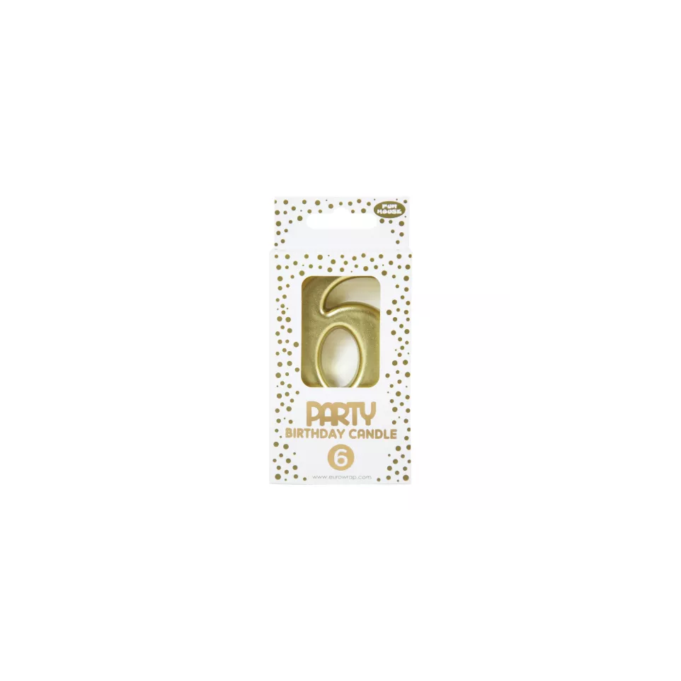 Kaars goud, cijfer 6-/ St.
