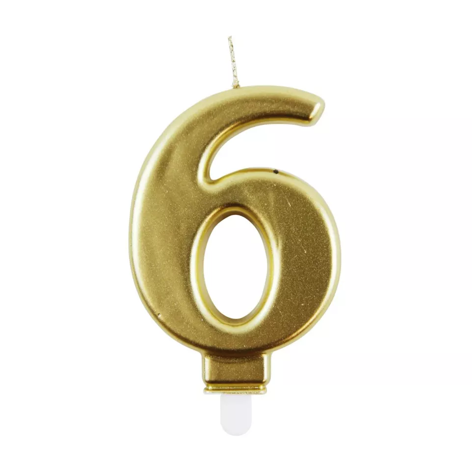 Bougie chiffre Or, 6-/ Pce