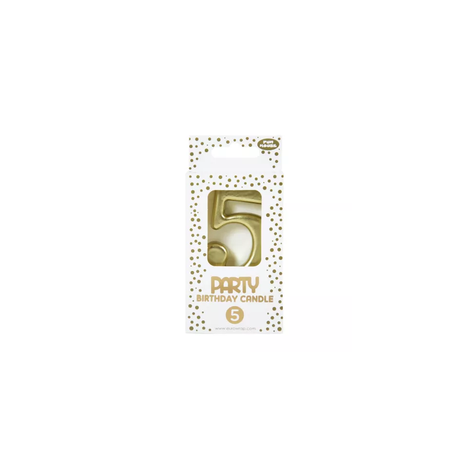 Kaars goud, cijfer 5-/ St.