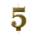 Clairefontaine Number 5 Birthday Candle Gold/ Pc.