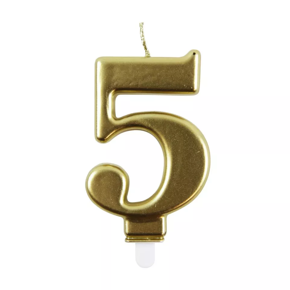 Bougie chiffre Or, 5-/ Pce