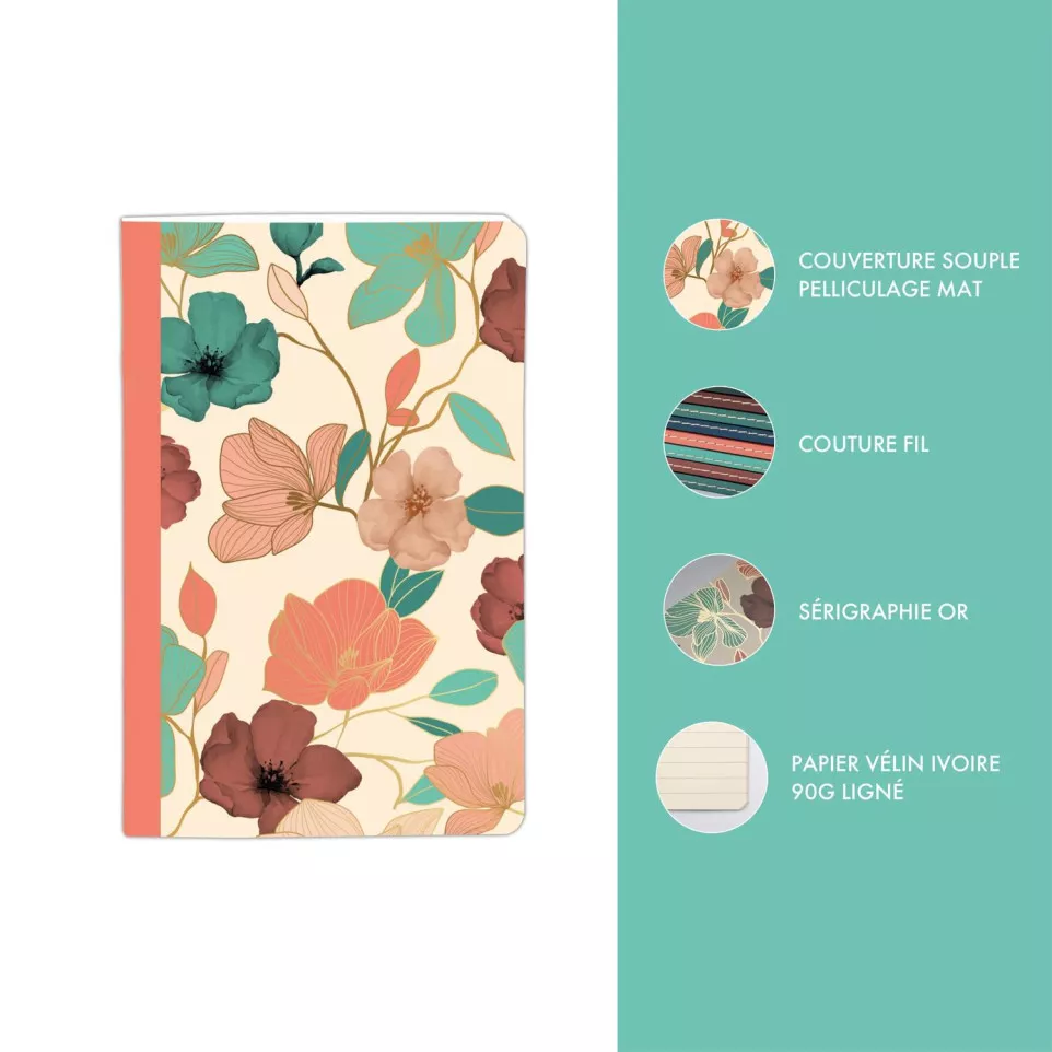 Gaïa beige Sewn Spine Notebook 9x14cm...