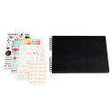 Kit Scrapbooking Album 70 pages noires : Stickers & Pochoirs/ Pce