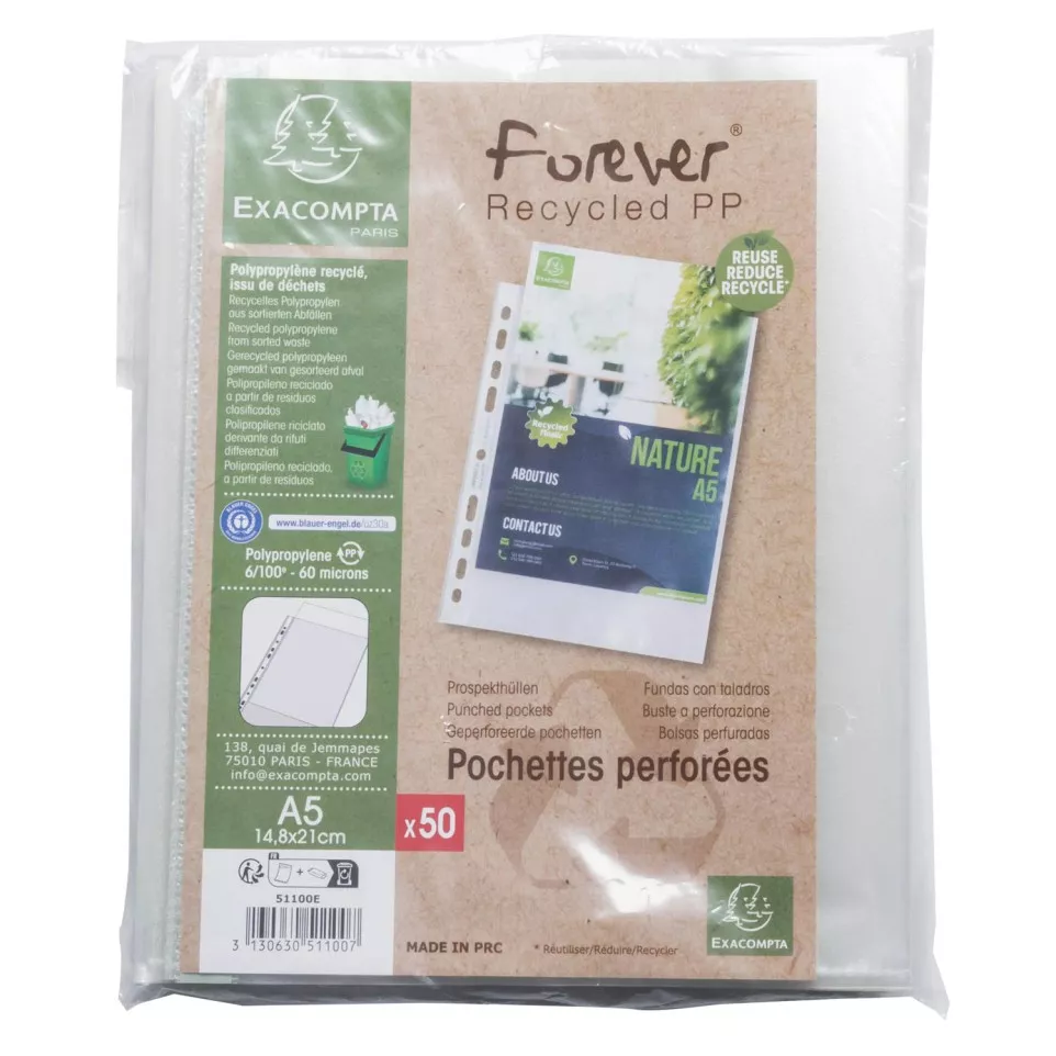 Sachet de 50 pochettes perforées PP...