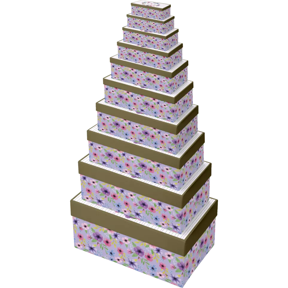 Fleurs, set de 10 boites rectangles-/...