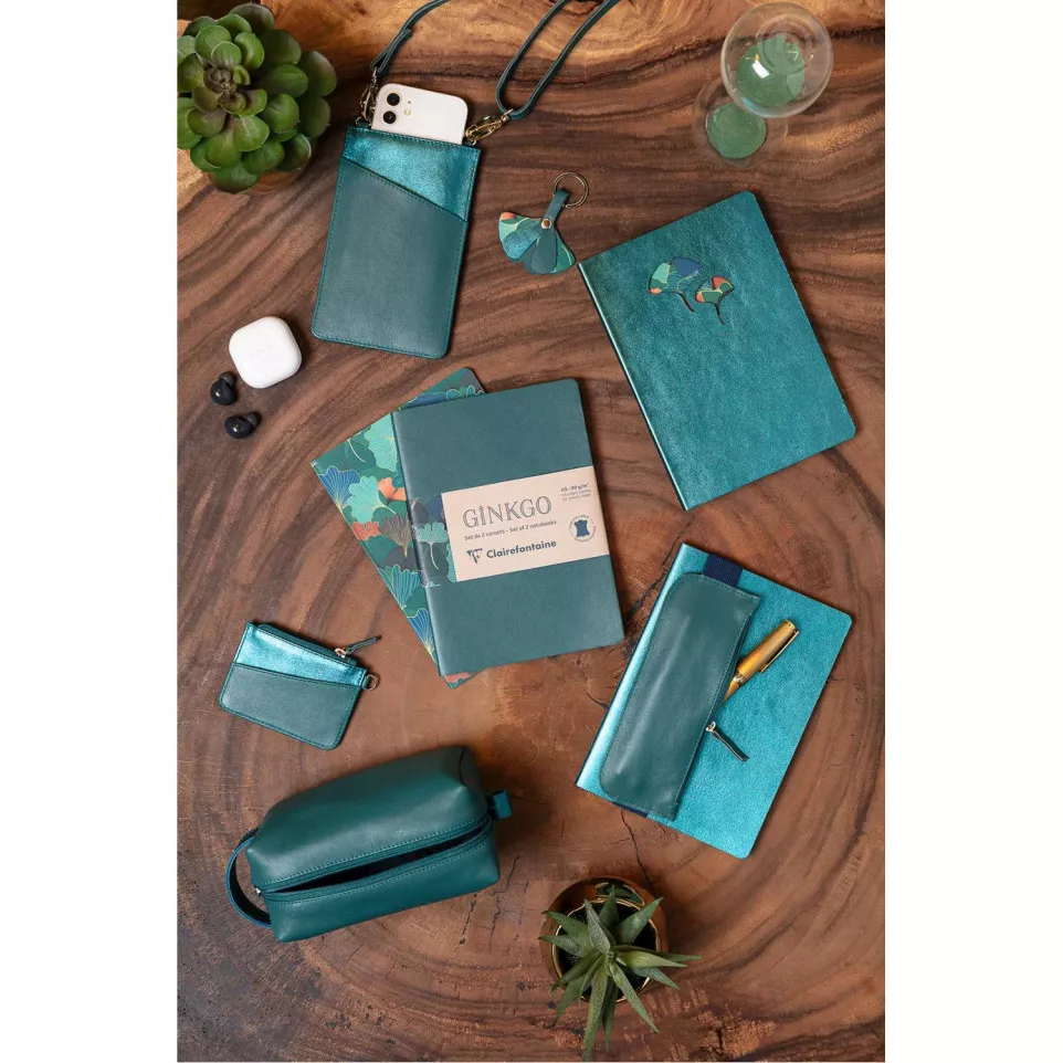 Ginkgo, Leather phone pouch &...