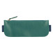Ginkgo, Trousse en cuir réversible pour carnet A5 (2 faces : un côté cuir teinté vert sapin, un côté cuirisé bleu indigo) avec u