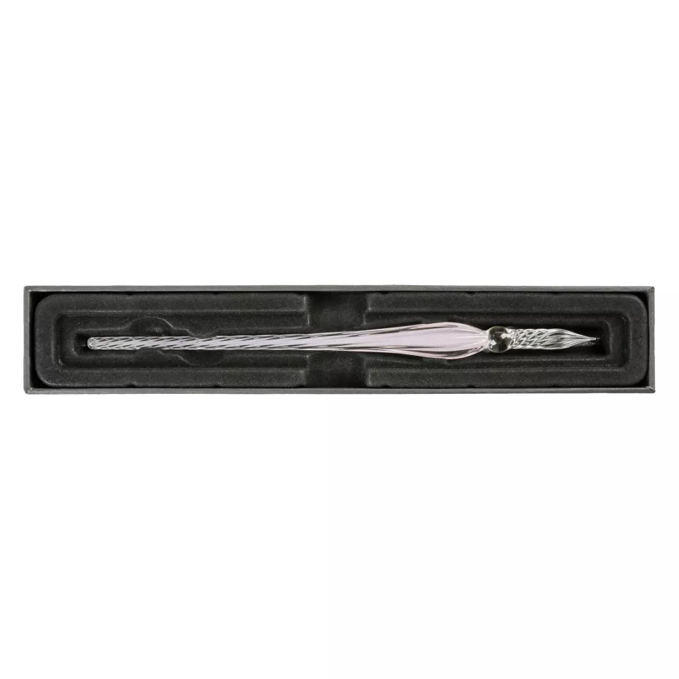 twisted glass pen - rose pâle 18 cm-/...