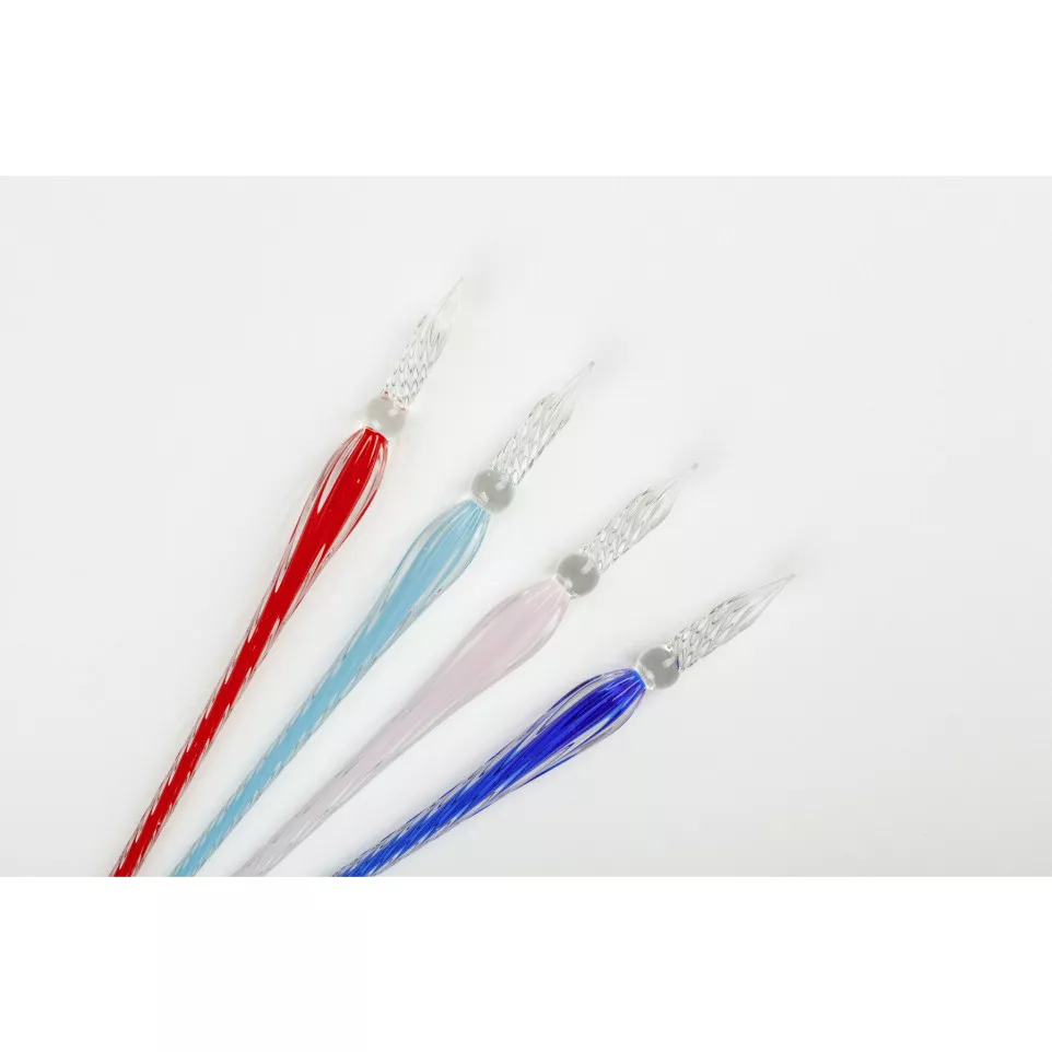 twisted glass pen - rose pâle 18 cm-/...