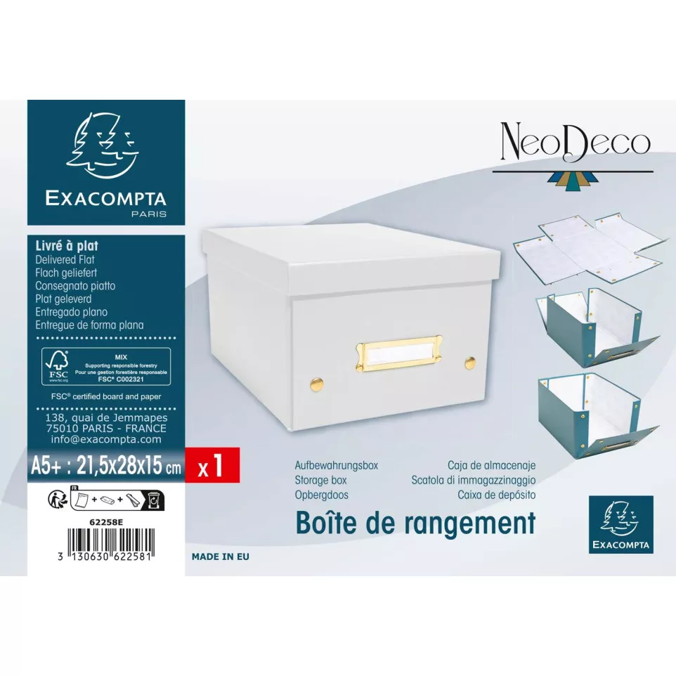 Flat cardboard storage box 20x26x15cm...