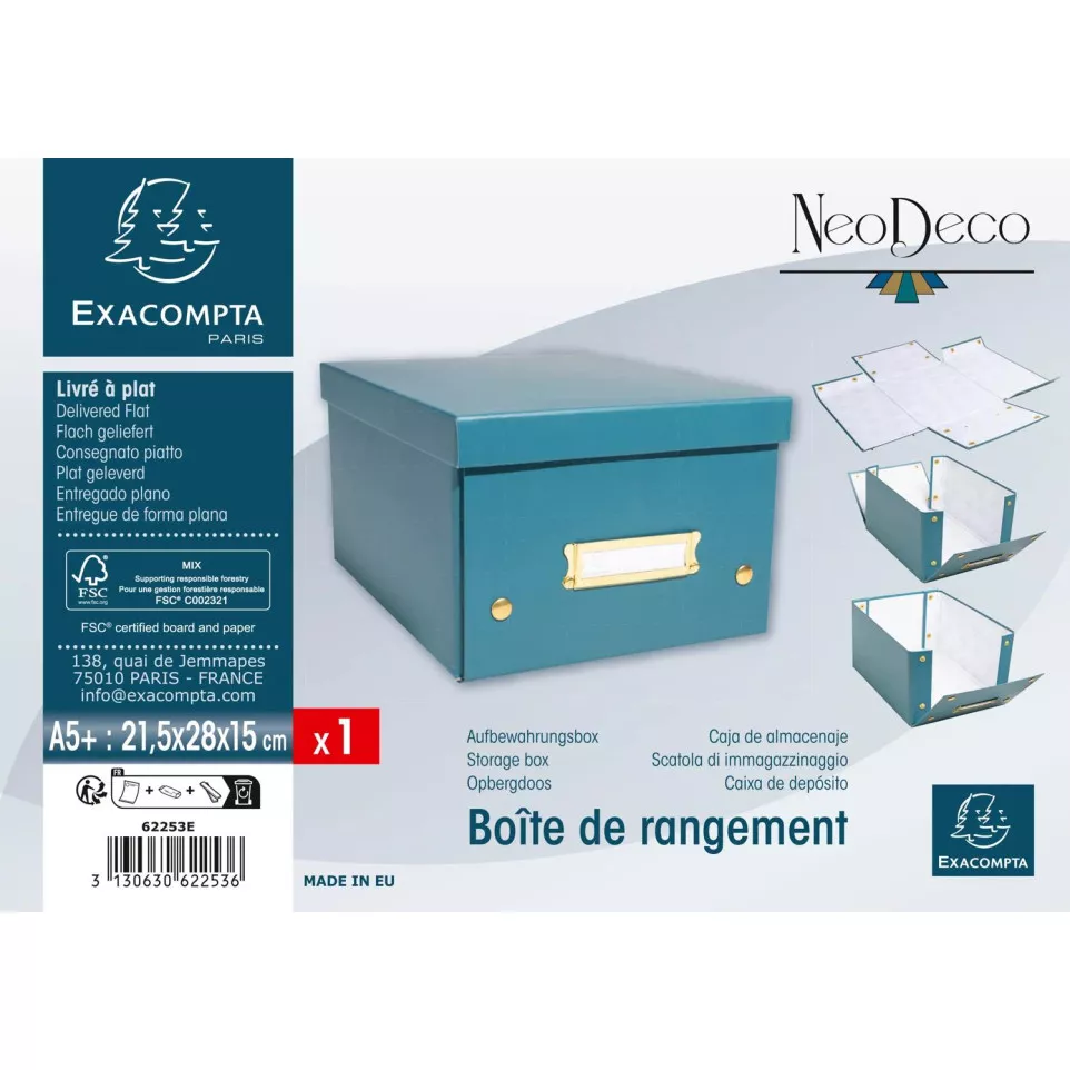 Flat cardboard storage box 20x26x15cm...