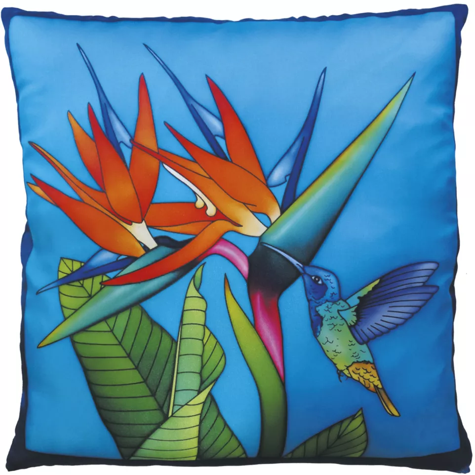 Coussin 100% soie - 40x40cm Colibri/ Pce