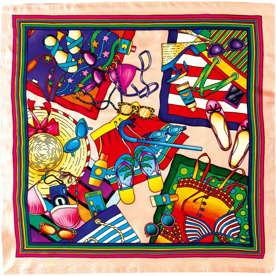 SCARF 100% SILK - 90x90CM LA PLAGE-/ Pc.