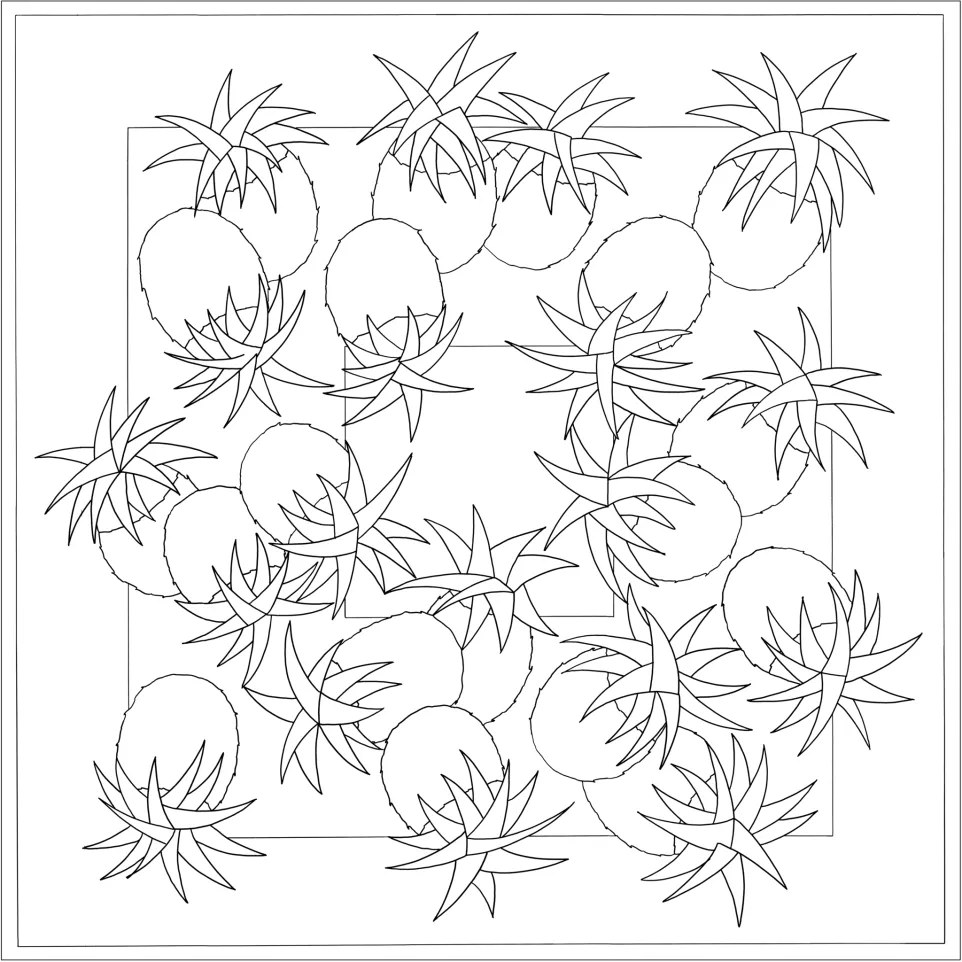 SJAAL 100% ZIJDE - 90x90cm ANANAS-/ St.