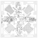 SJAAL 100% ZIJDE - 90x90cm GEISHAS-/ St.