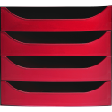 ECOBOX 4 Laden OFFIC-E lichtgrijs/rood/ St.
