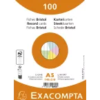 Pack of 100 film-wrapped index cards - Unperforated lined Bristol 148x210mm/ Pc.