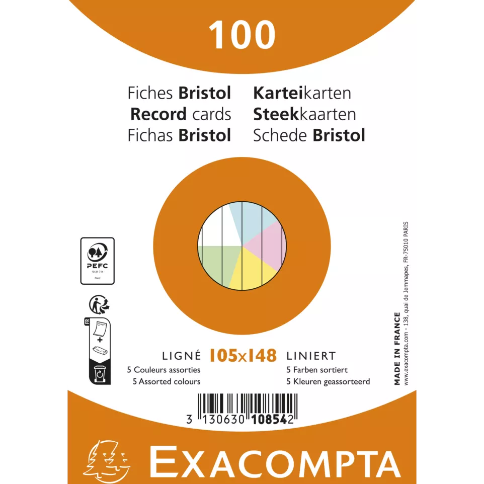 Paquet de 100 fiches sous film -...