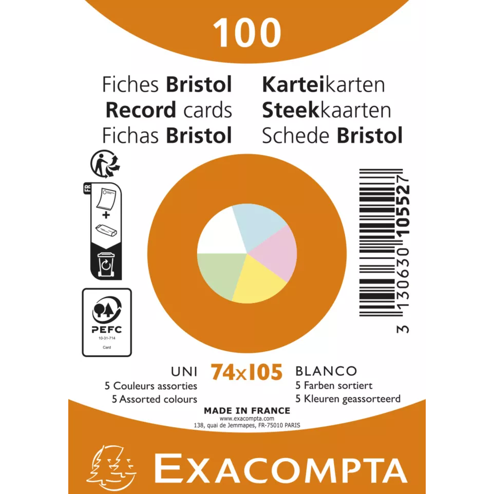 Paquet de 100 fiches sous film -...