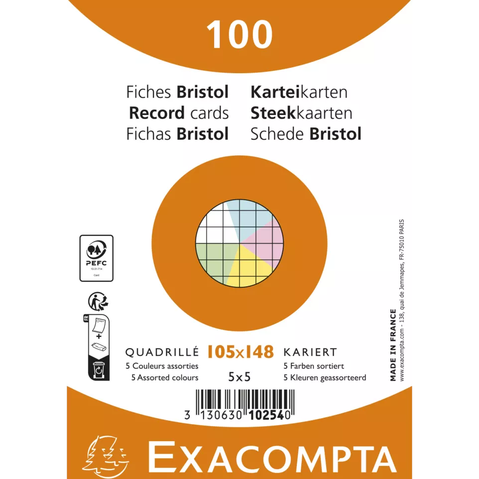 Paquet de 100 fiches sous film -...