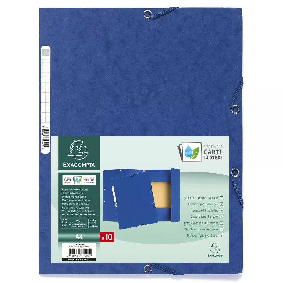 Exacompta Elasticated Folder, 3-Flap,...