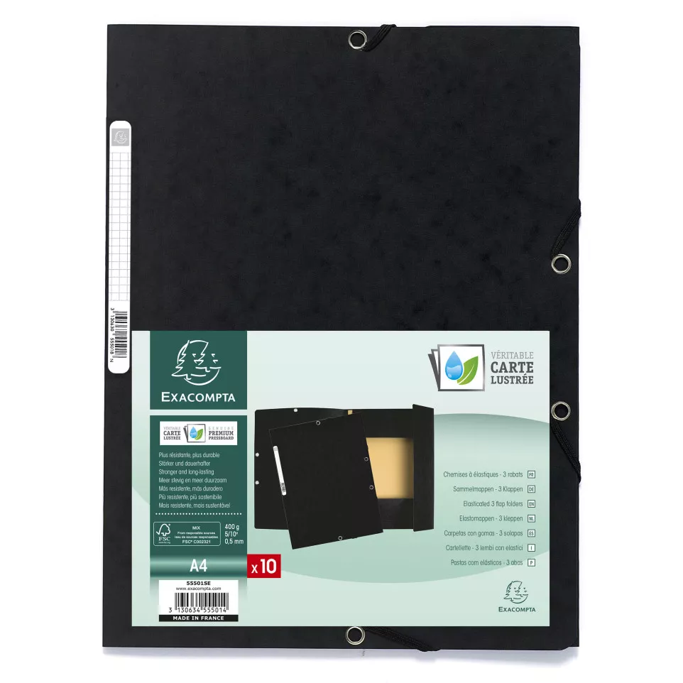 Exacompta Elasticated Folder, 3-Flap,...