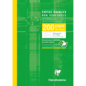 Copies doubles sous étui A4 200 pages non perforées petits carreaux + marge/ Pce