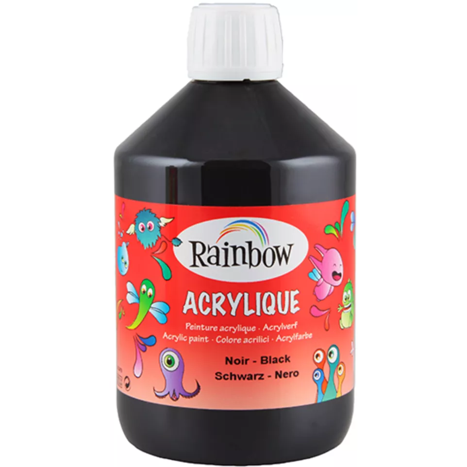 Peinture acryl. Rainbow 500mL Noir-/ Pce