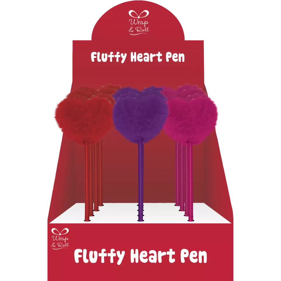 3 ASSORT FLUFFY HEART PENS 72/ Pc.