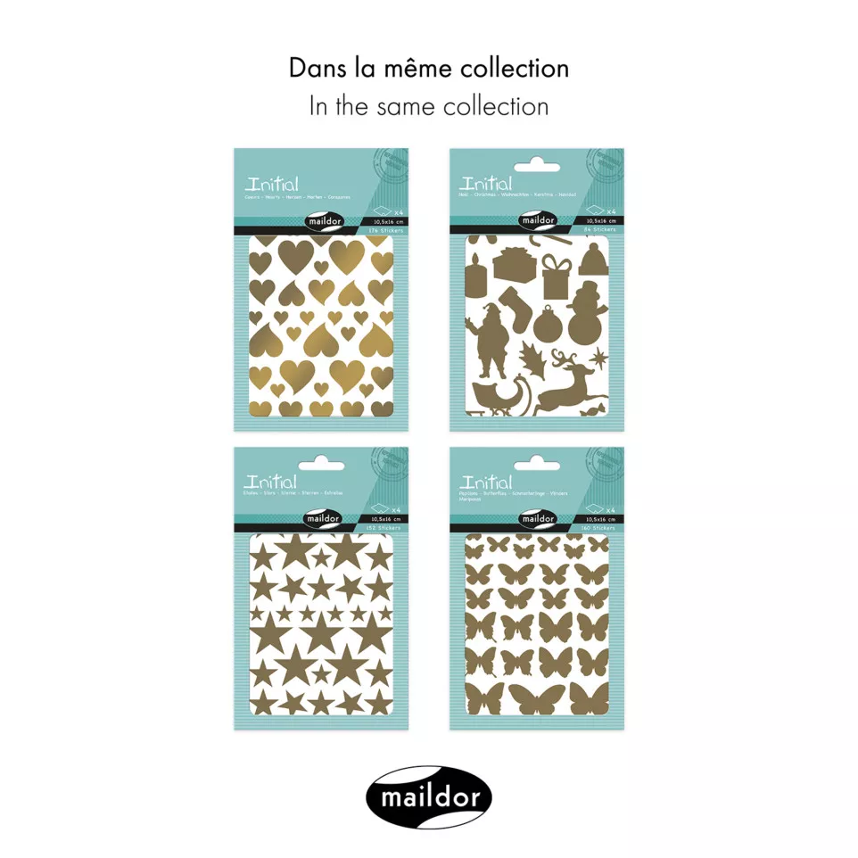 Initial, 4 vel goud/zilver,...