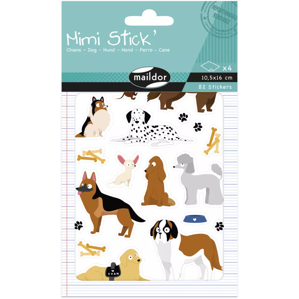Mimi Stick, Bag 4 pl 10.5x16cm, Dogs/...