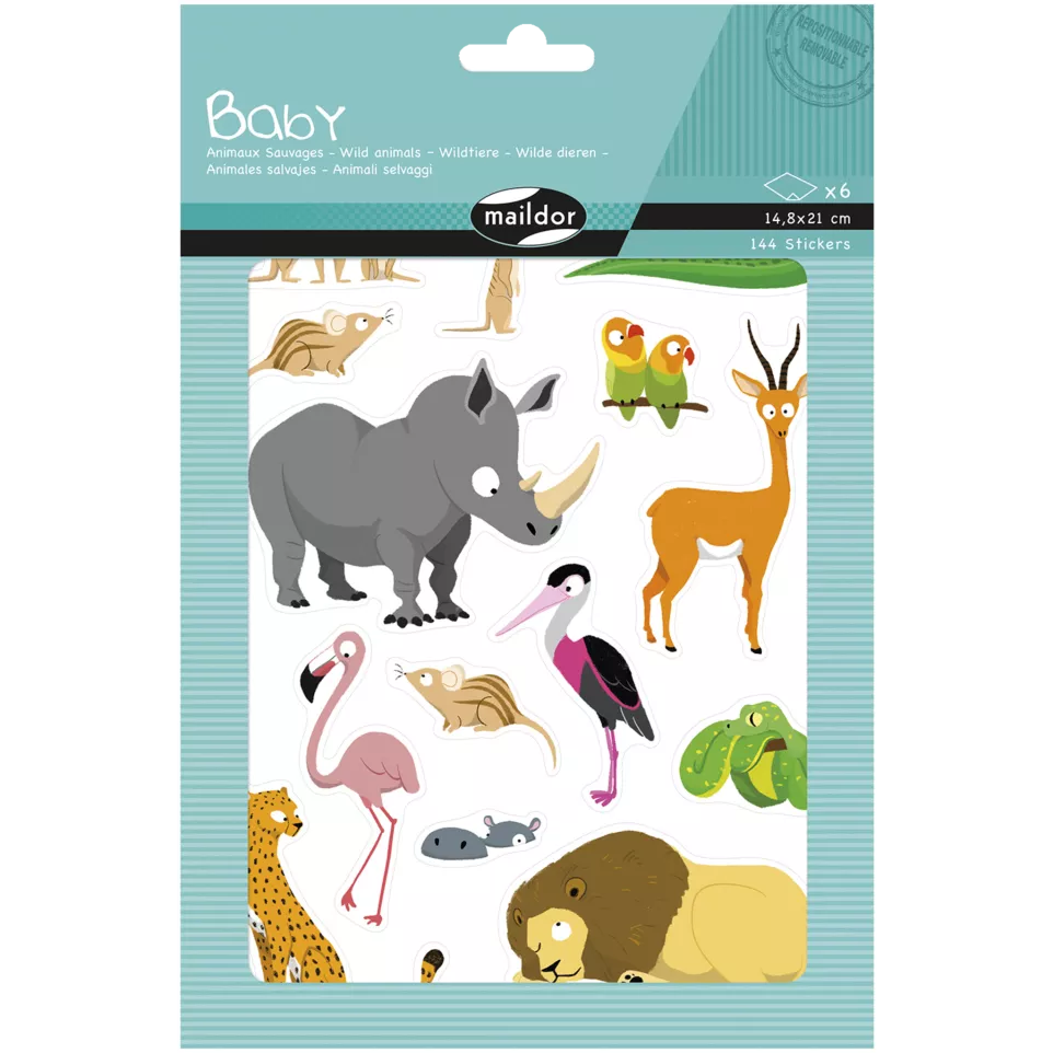 Baby, Wilde dieren, 6 vel 14,8x21cm-/...