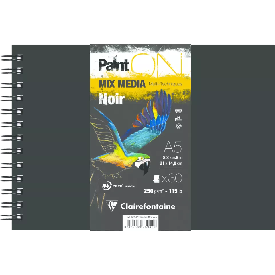 Ntbk spir. PaintON Z-wart 250g 30bl...
