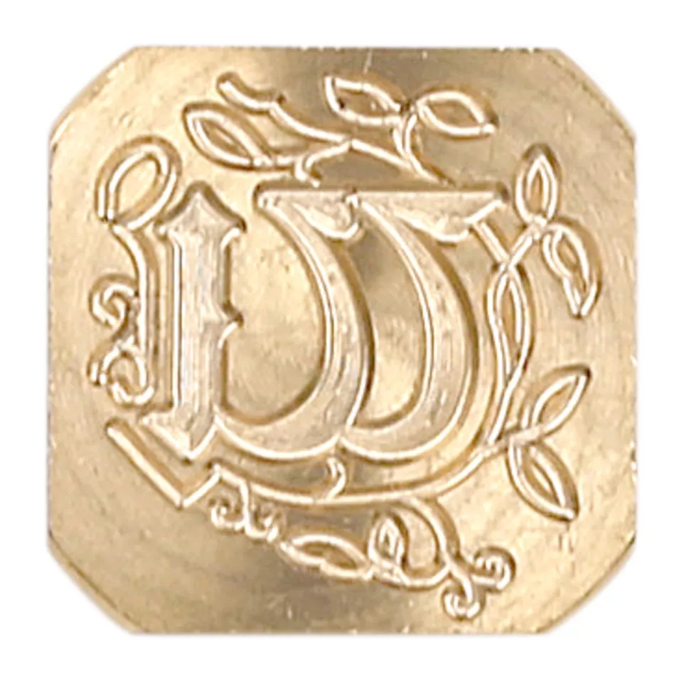 Vierkante zegel sierletter "W"-/ St.