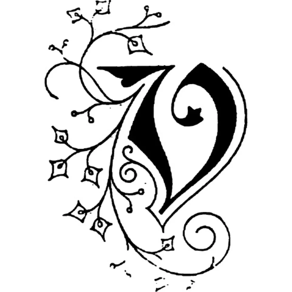 Vierkante zegel sierletter "V"-/ St.