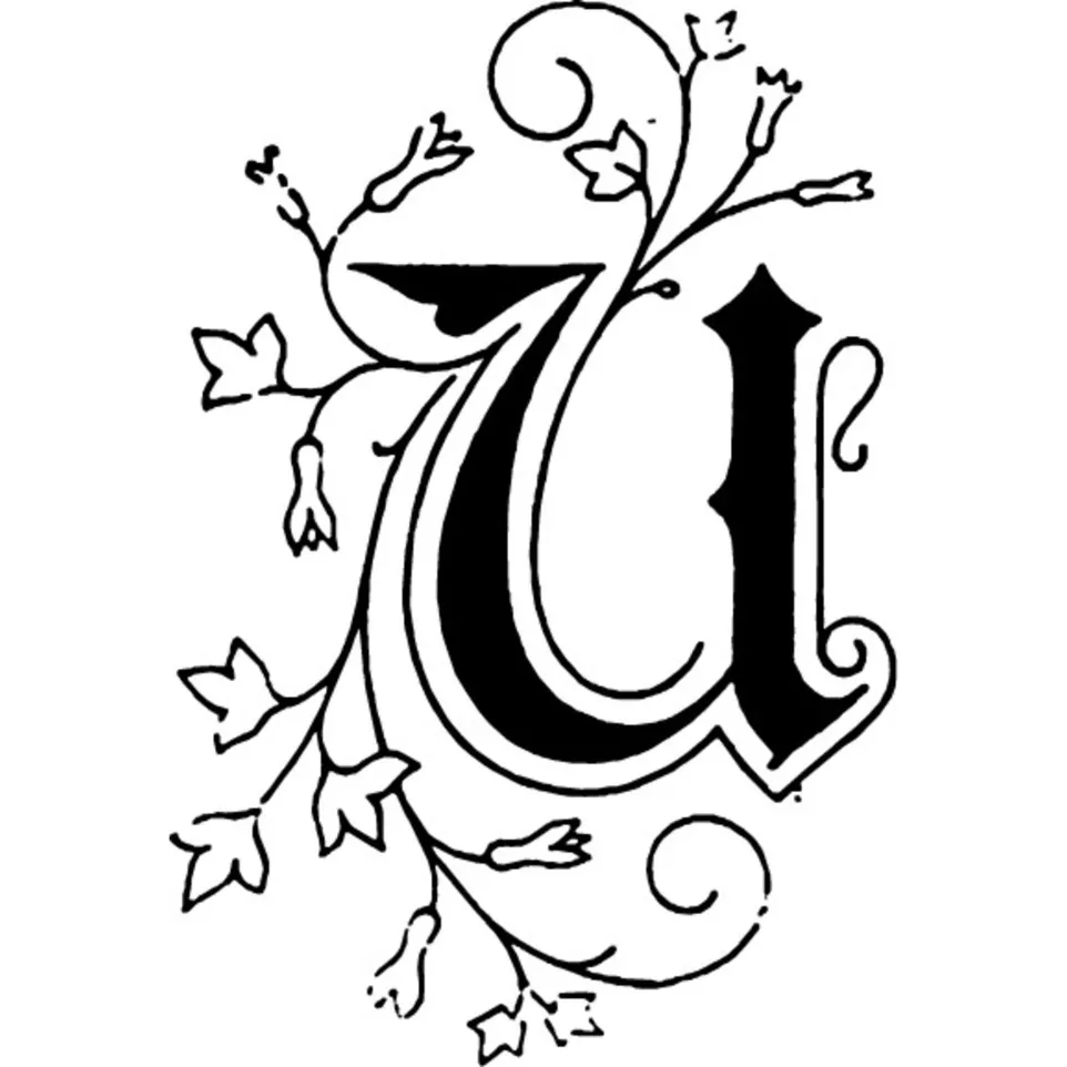 Vierkante zegel sierletter "U"-/ St.
