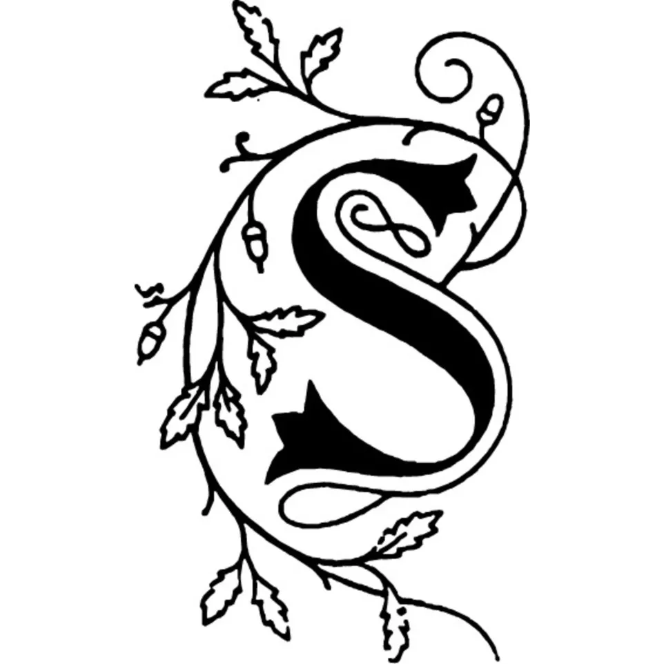 Vierkante zegel sierletter "S"-/ St.