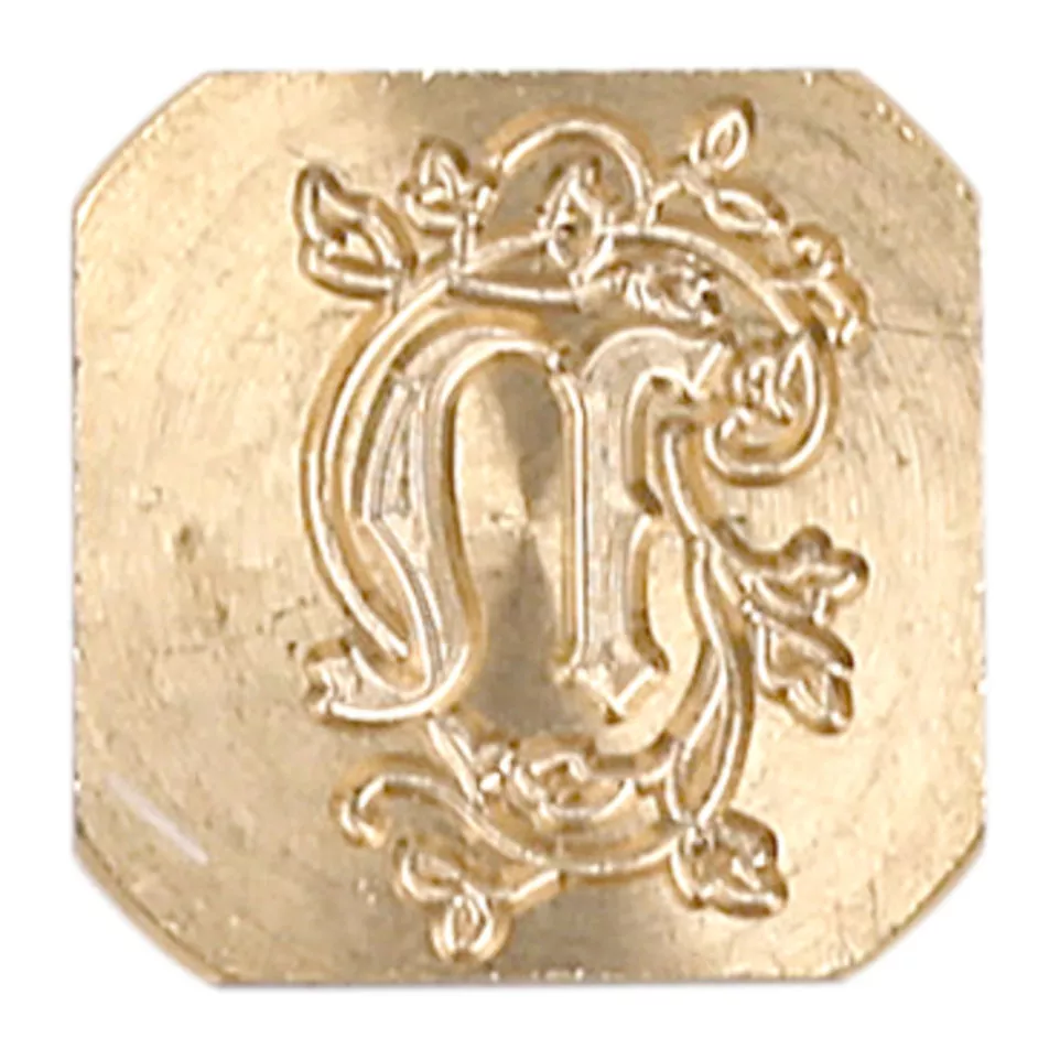 Vierkante zegel sierletter "N"-/ St.