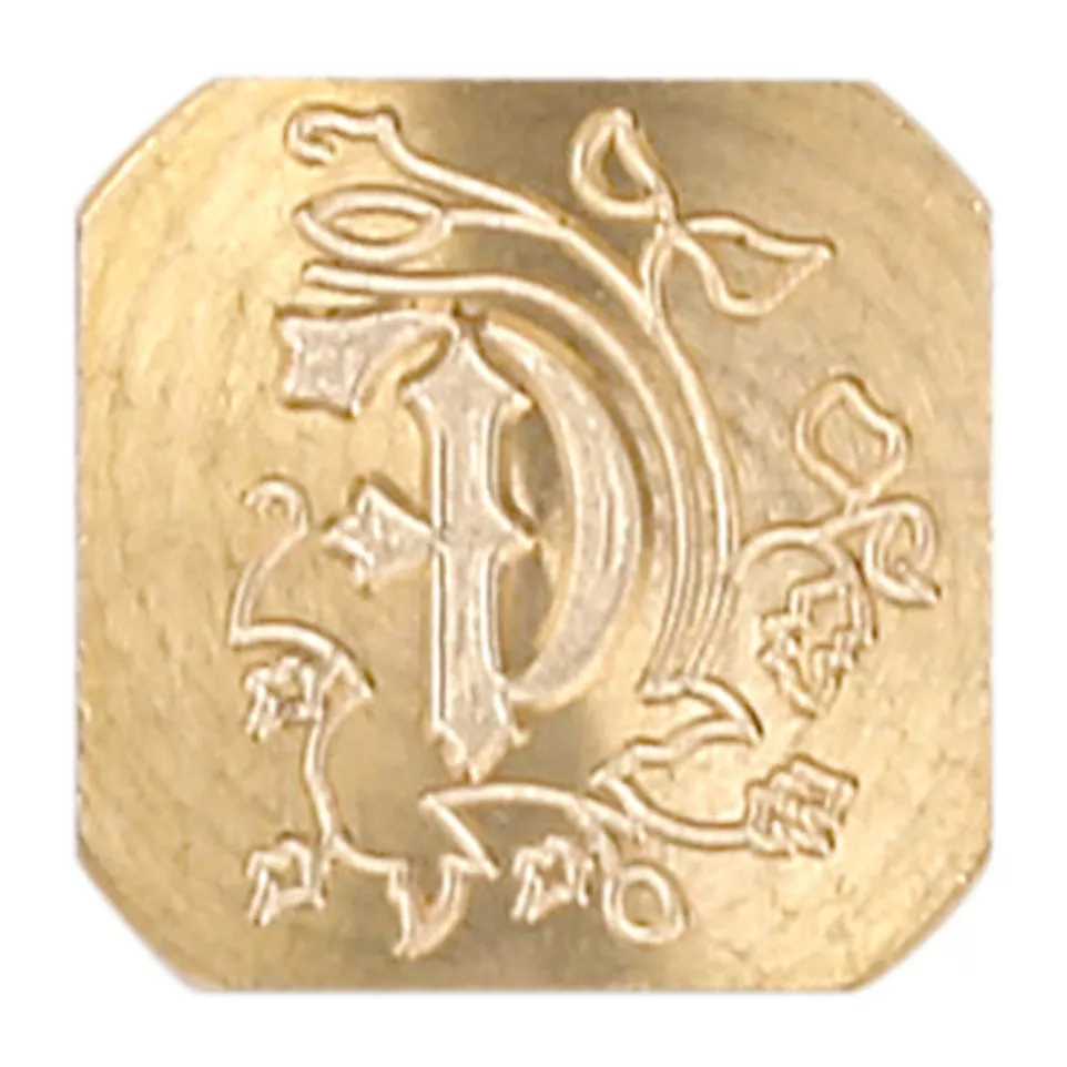 Vierkante zegel sierletter "F"-/ St.