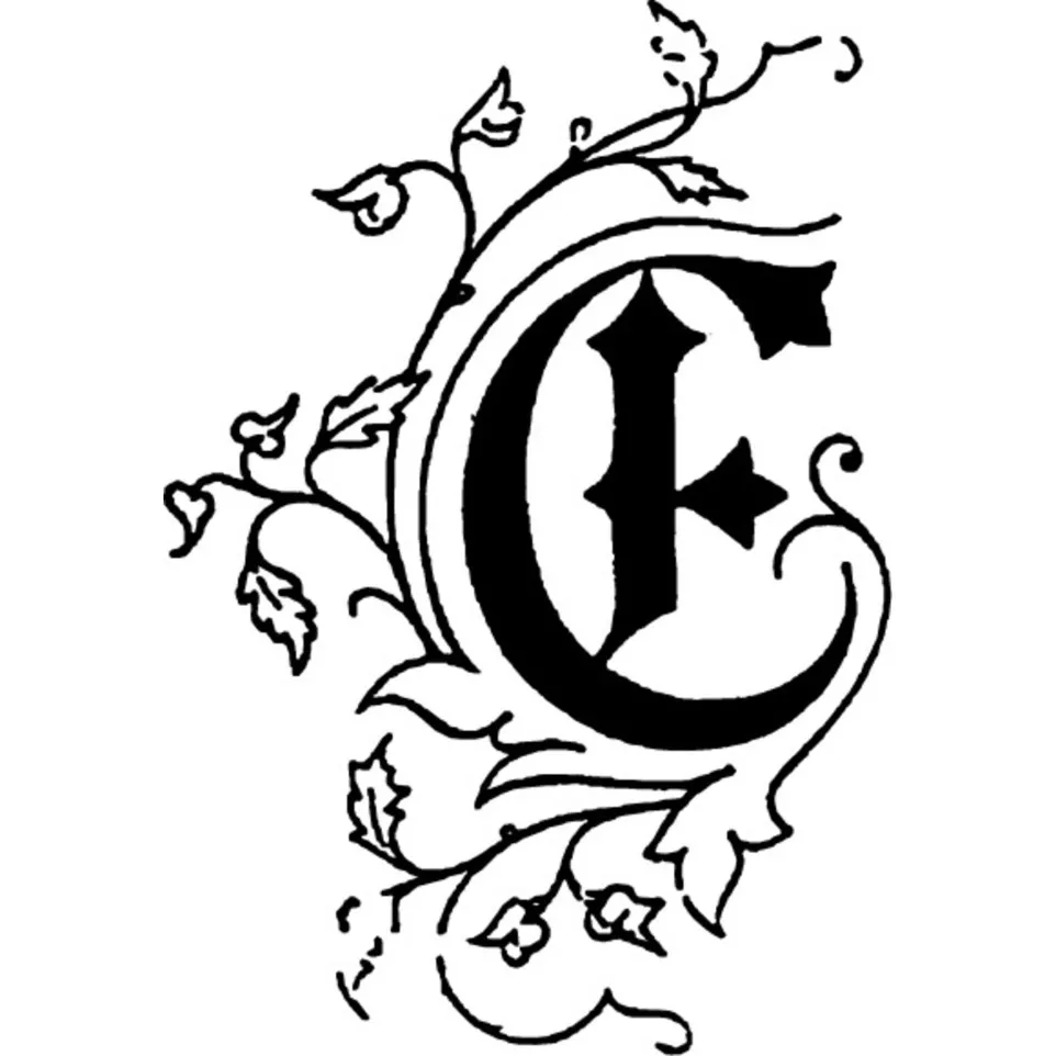 Vierkante zegel sierletter "E"-/ St.