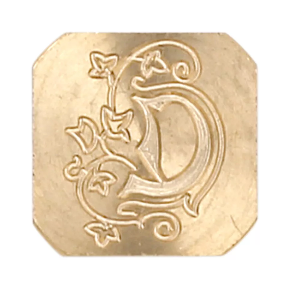 Vierkante zegel sierletter "D"-/ St.