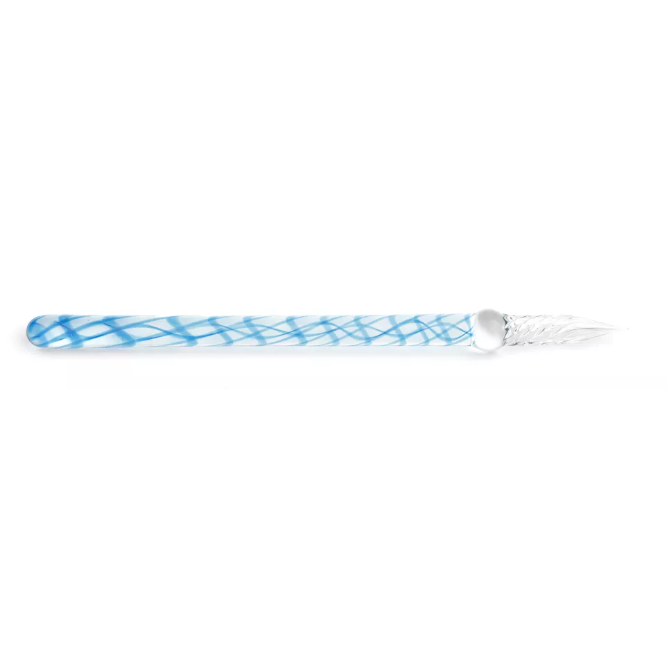 Glazen pen recht Cal-anque blauw...