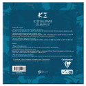 K3 blue, Set de calligraphie 21x21 cm contenant 1 plume de verre, un flacon d'encre 10ml, un bloc de 52 feuilles de papiers de d