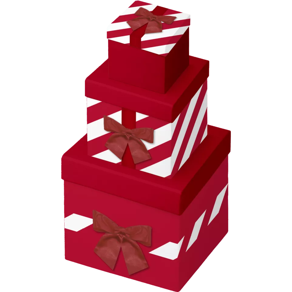 Cadeau, set 3 vierkante dozen-/ St.
