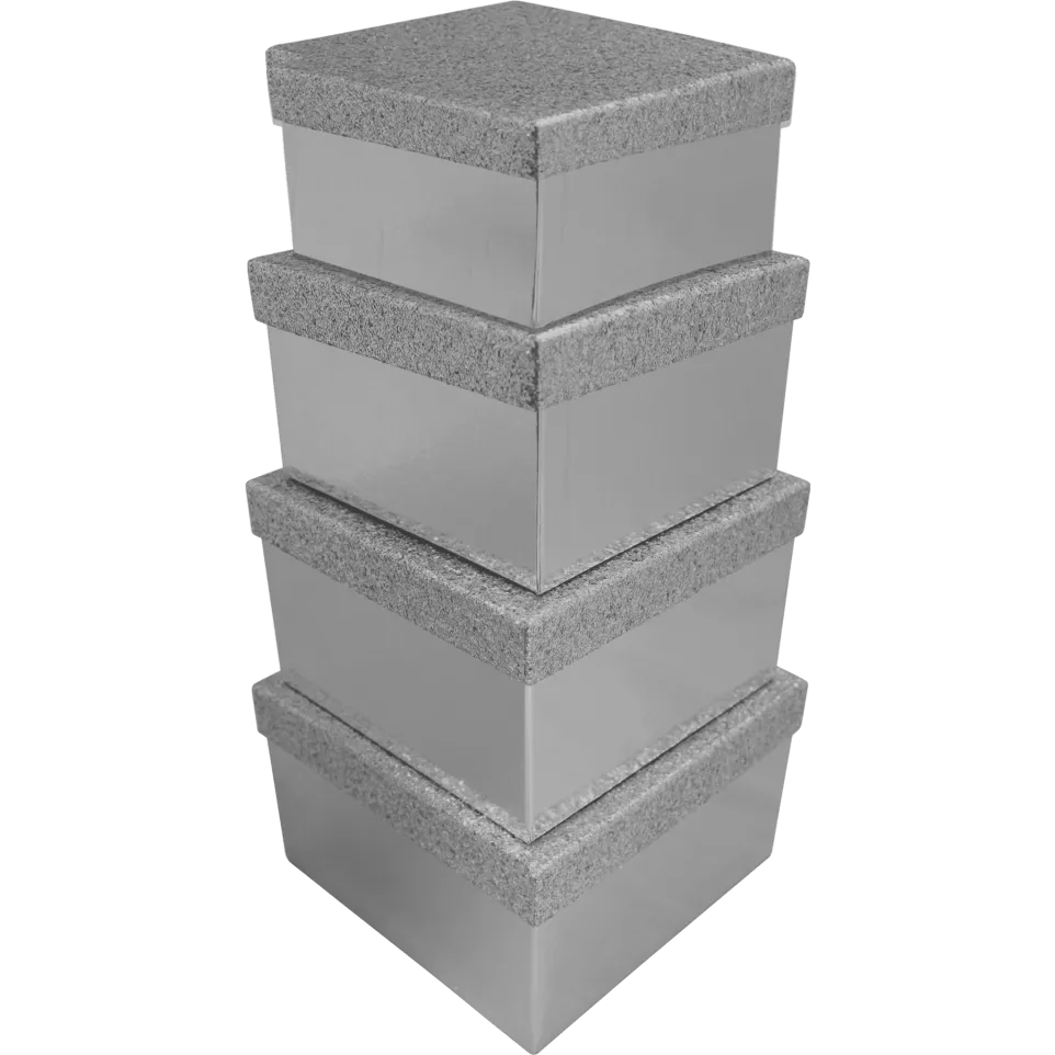Set 4 boites Carrées Glitter Argent-/...