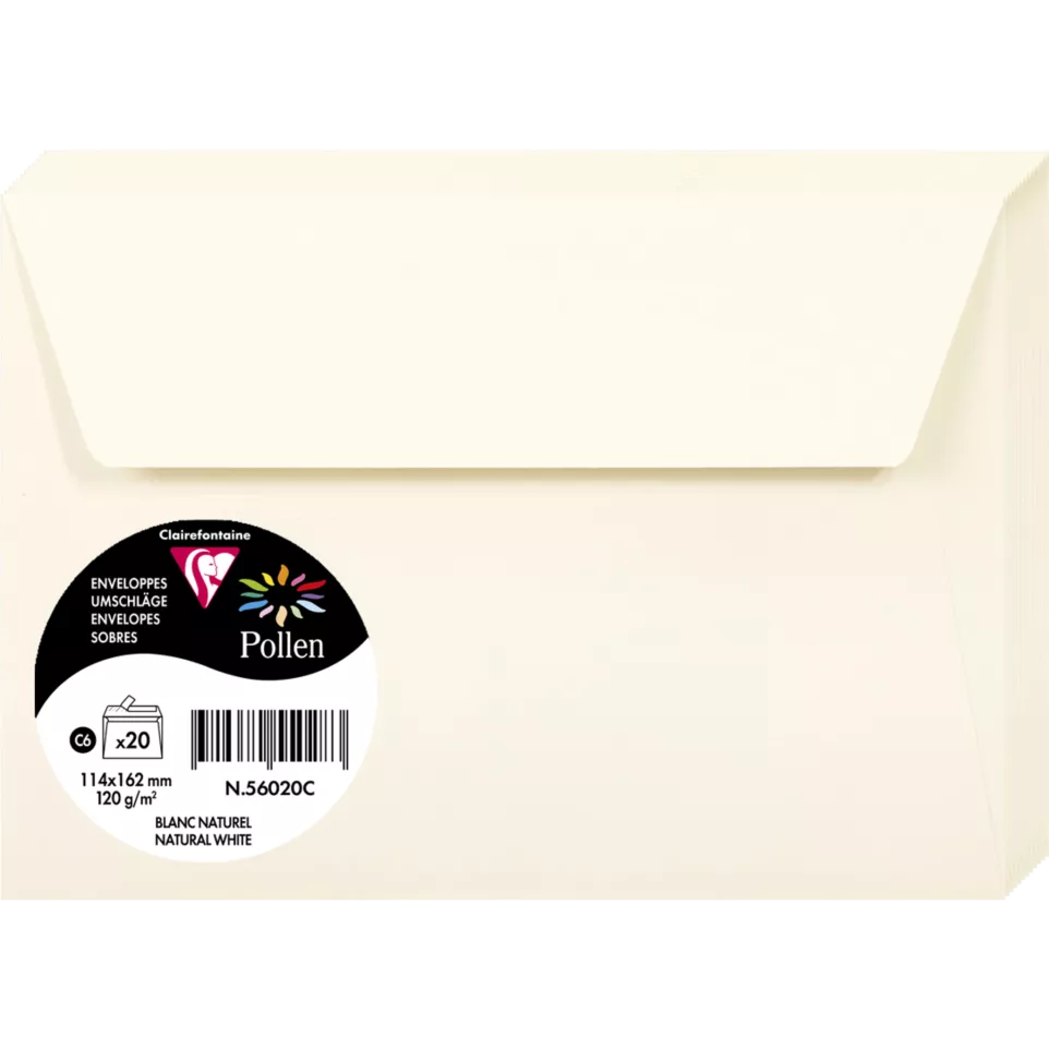 Pk 20 env. C6 wit naturel 120g-/ St.