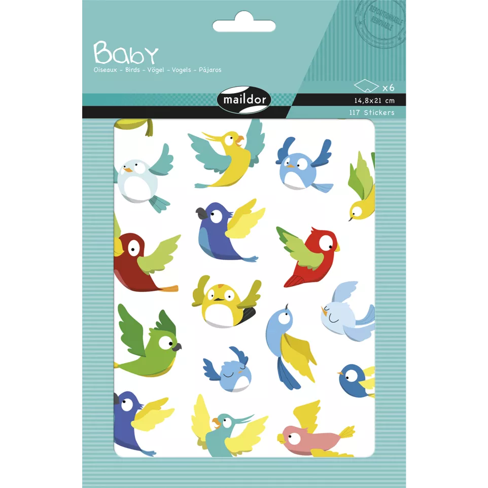 Baby, Vogels, Etui 6 vel 14,8x21cm-/ St.