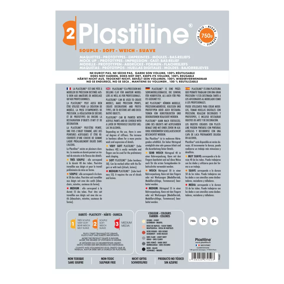 750g plastiline soepel zwart-/ St.