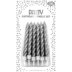 PK12 SILV METALLIC CANDLES 6S/ Pc.