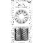 Set de 24 bougies métalliques et 12 porte-bougies, argent/ Pce